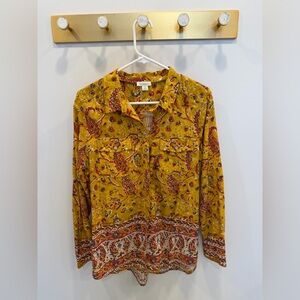 Sundance Mustard Paisley Button Down Shirt BRAND NEW